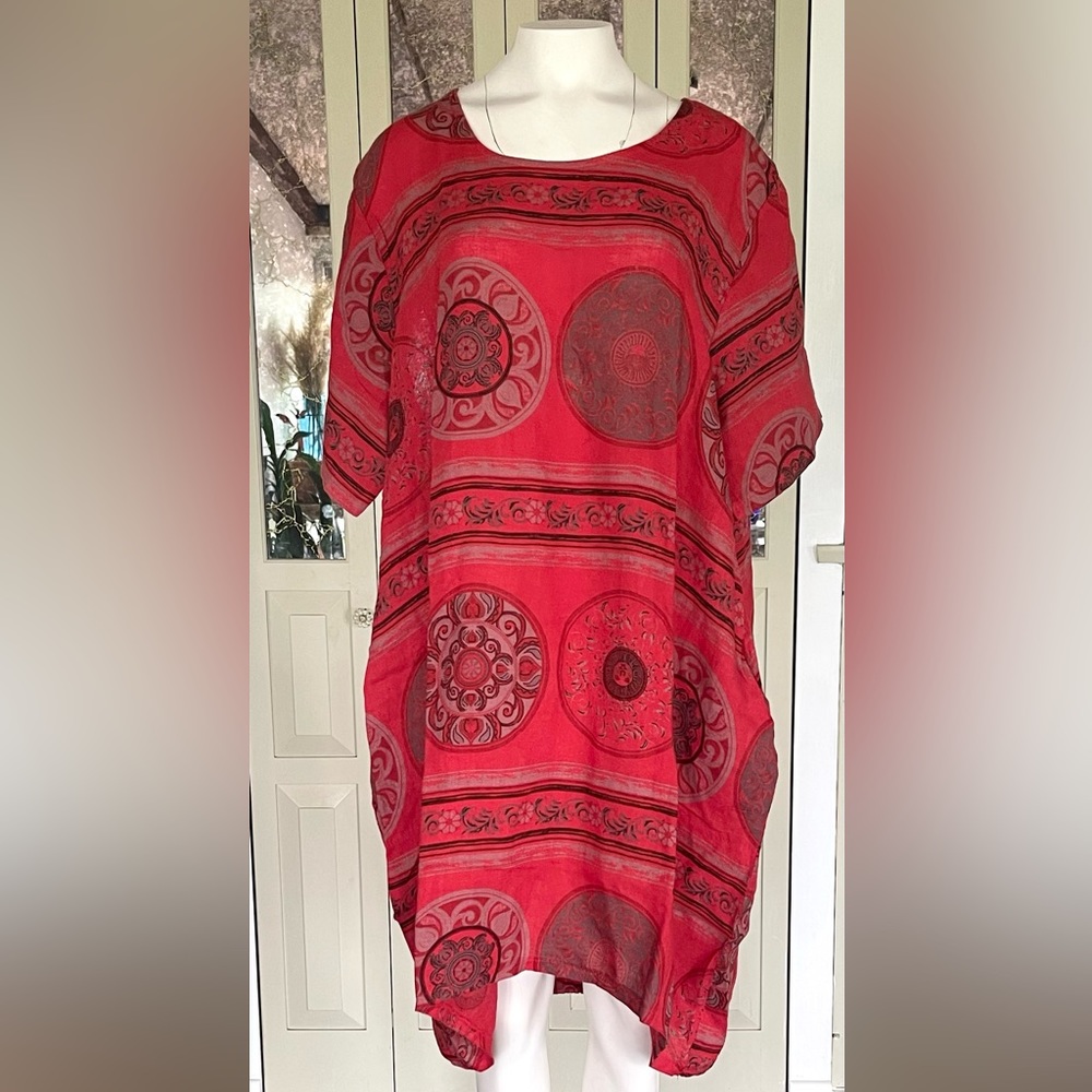 Transparente Medallion women’s tunic linen wearable art size 1 (S-M) Italy